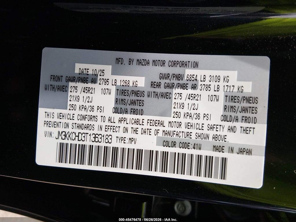 JM3KKCHD3T1363183 2026 MAZDA CX-90 photo no. 9