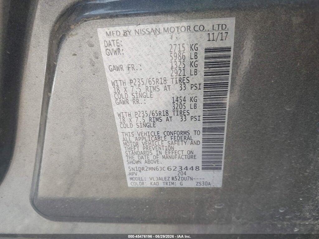5N1DR2MN6JC623448 2018 NISSAN PATHFINDER photo no. 9