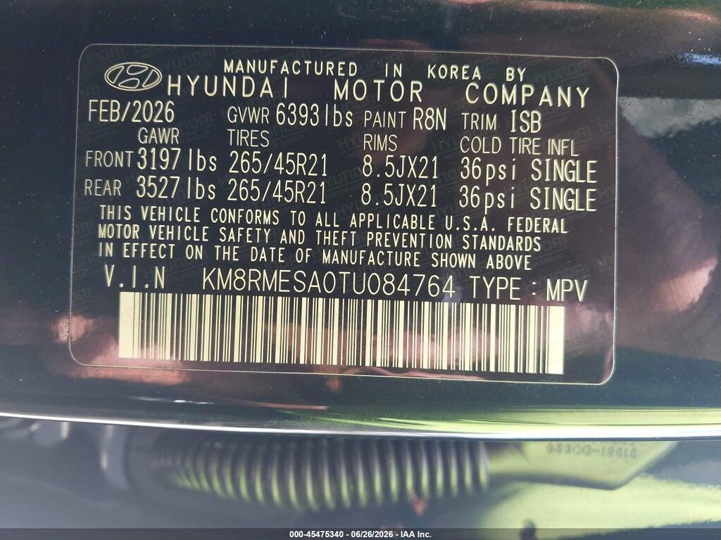 KM8RMESA0TU084764 2026 HYUNDAI PALISADE HEV photo no. 9