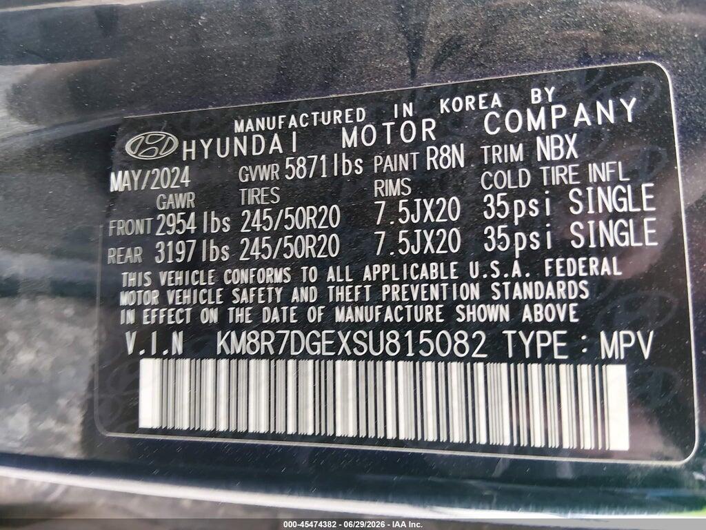 KM8R7DGEXSU815082 2025 HYUNDAI PALISADE photo no. 9