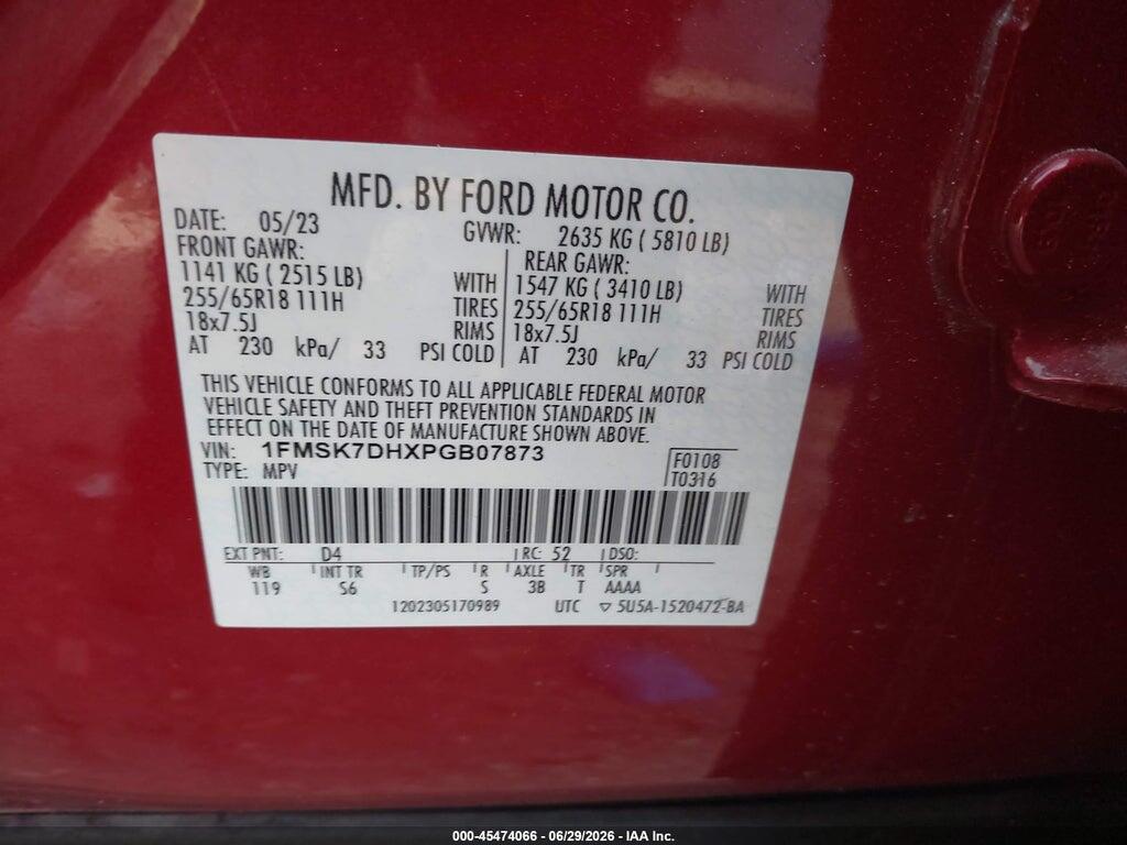1FMSK7DHXPGB07873 2023 FORD EXPLORER photo no. 9
