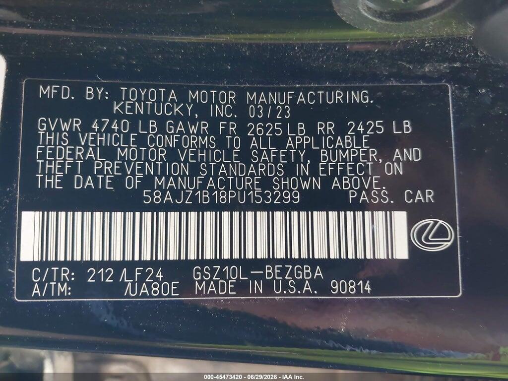 58AJZ1B18PU153299 2023 LEXUS ES 350 photo no. 9