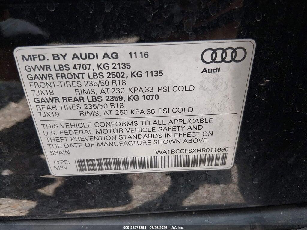 WA1BCCFSXHR011695 2017 AUDI Q3 photo no. 9