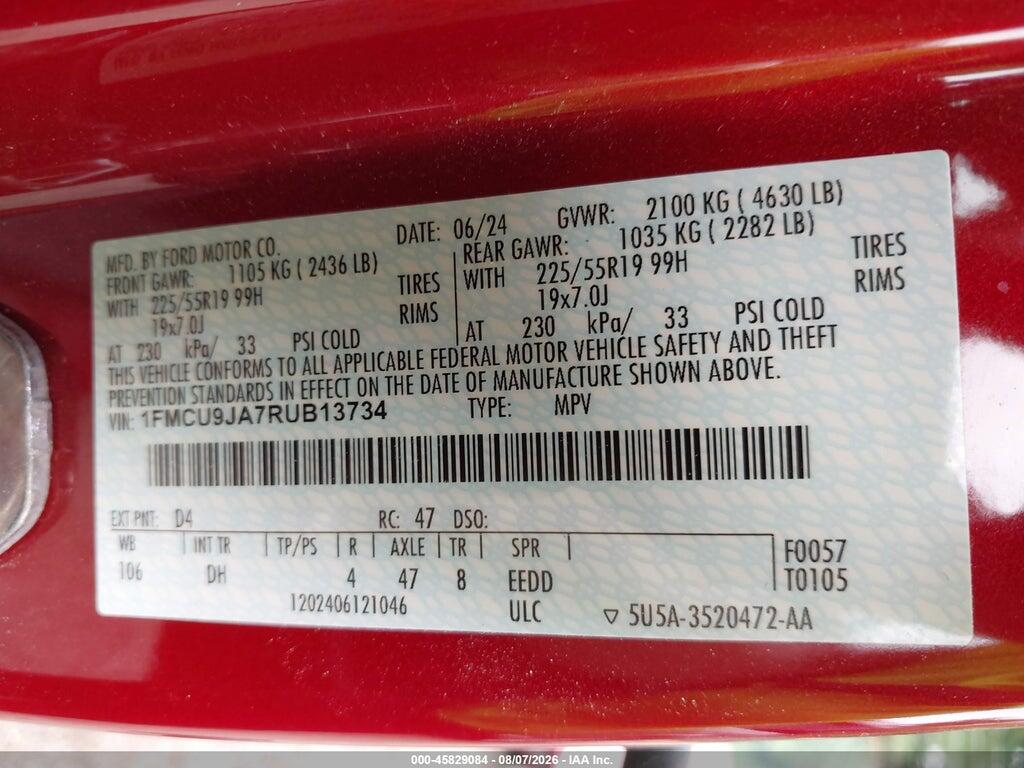 1FMCU9JA7RUB13734 2024 FORD ESCAPE photo no. 9