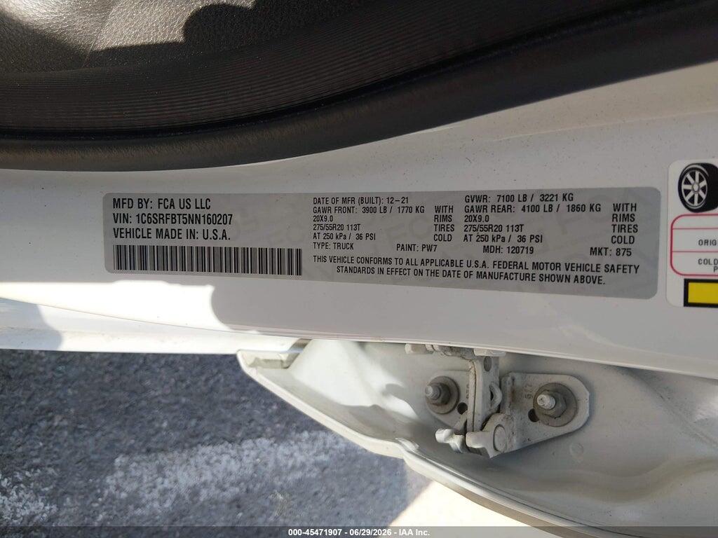 1C6SRFBT5NN160207 2022 RAM 1500 photo no. 9