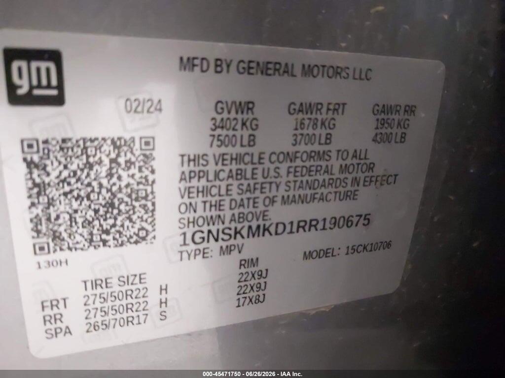 1GNSKMKD1RR190675 2024 CHEVROLET TAHOE photo no. 9