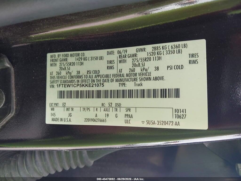 1FTEW1CP5KKE21075 2019 FORD F-150 photo no. 9