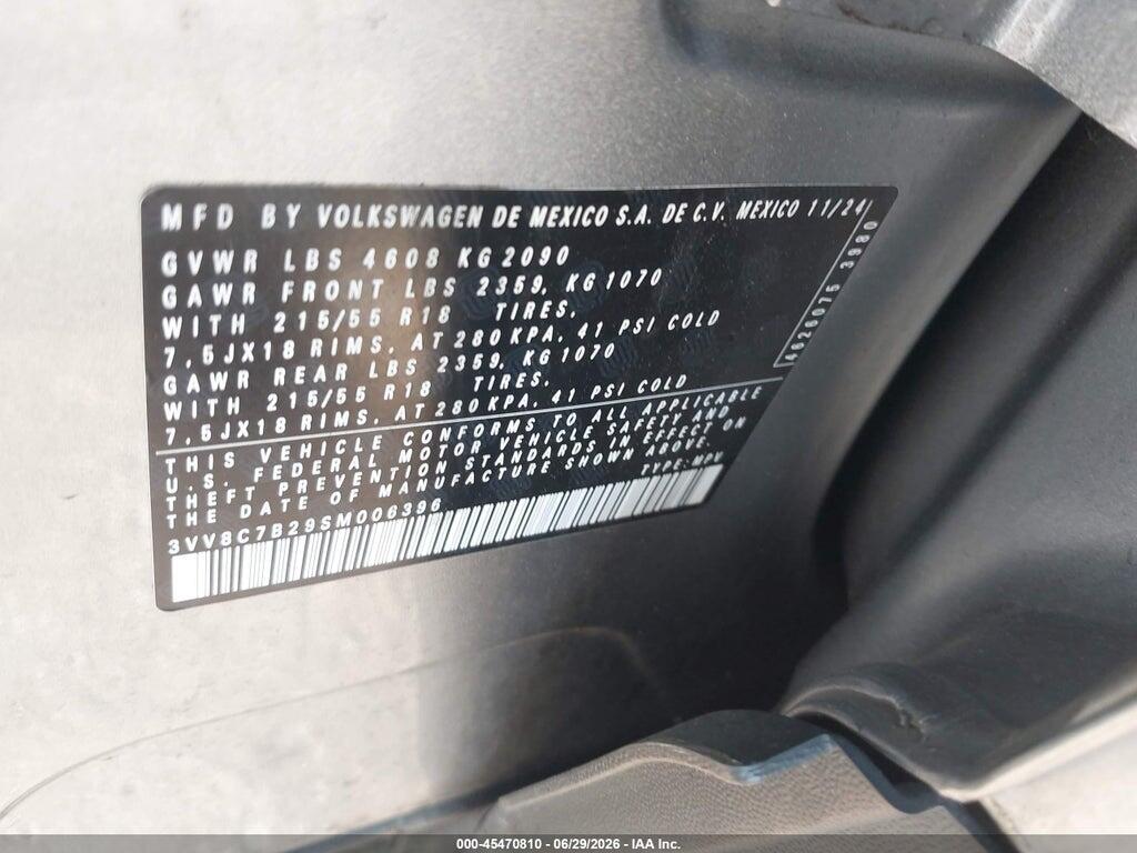3VV8C7B29SM006396 2025 VOLKSWAGEN TAOS photo no. 9