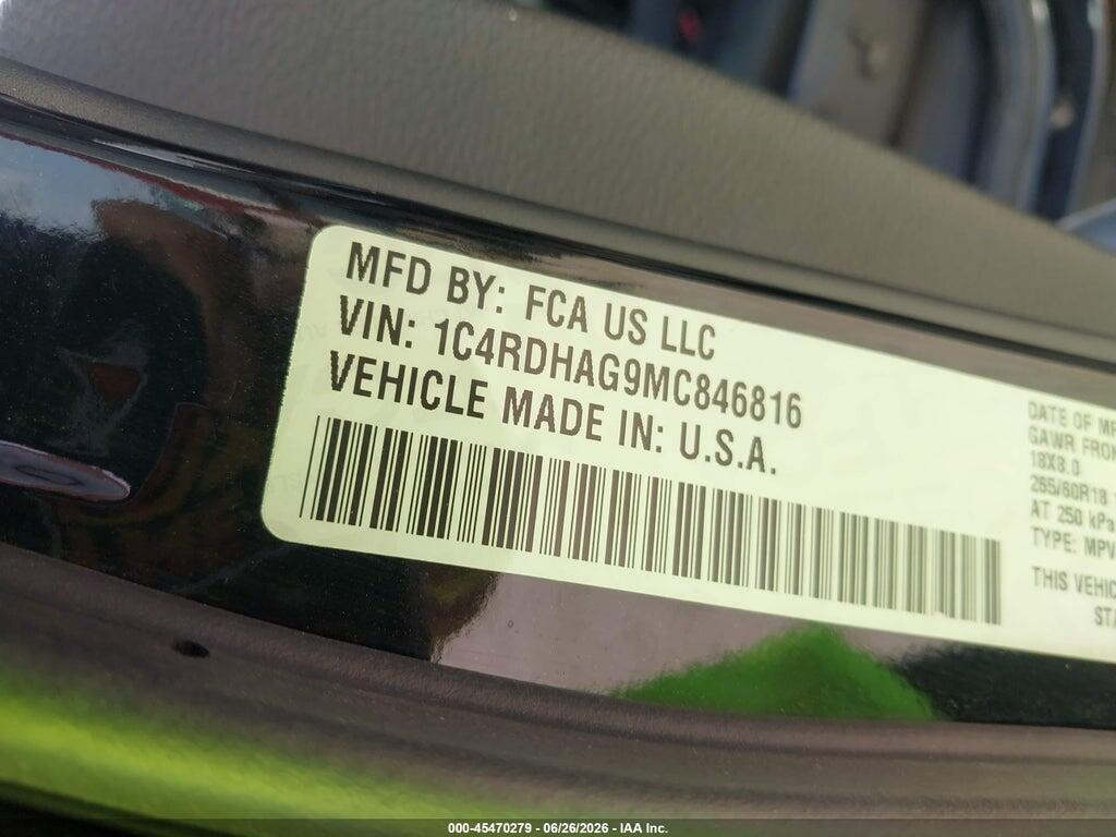1C4RDHAG9MC846816 2021 DODGE DURANGO photo no. 9