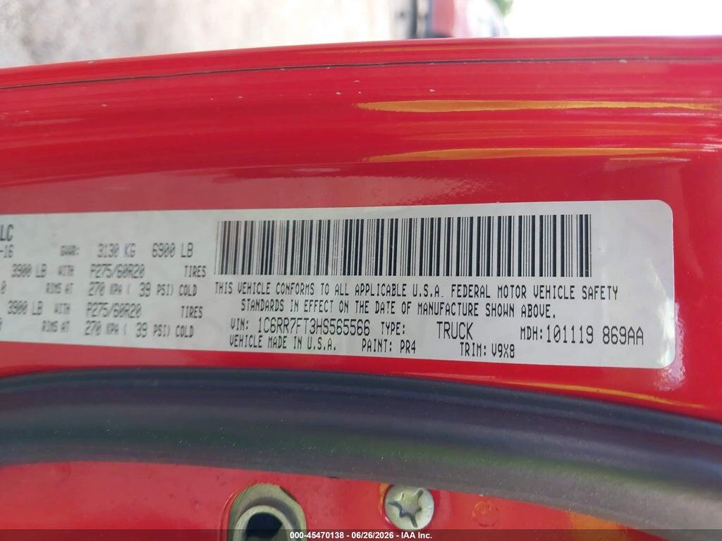 1C6RR7FT3HS565566 2017 RAM 1500 photo no. 9