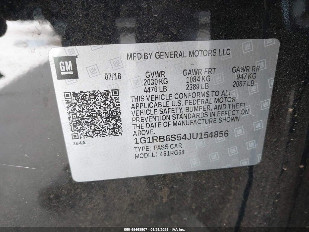 1G1RB6S54JU154856 2018 CHEVROLET VOLT photo no. 9