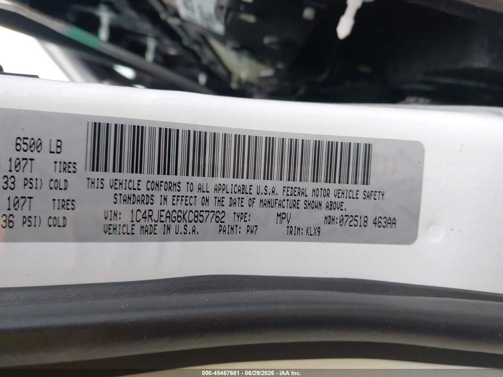 1C4RJEAG6KC857762 2019 JEEP GRAND CHEROKEE photo no. 9