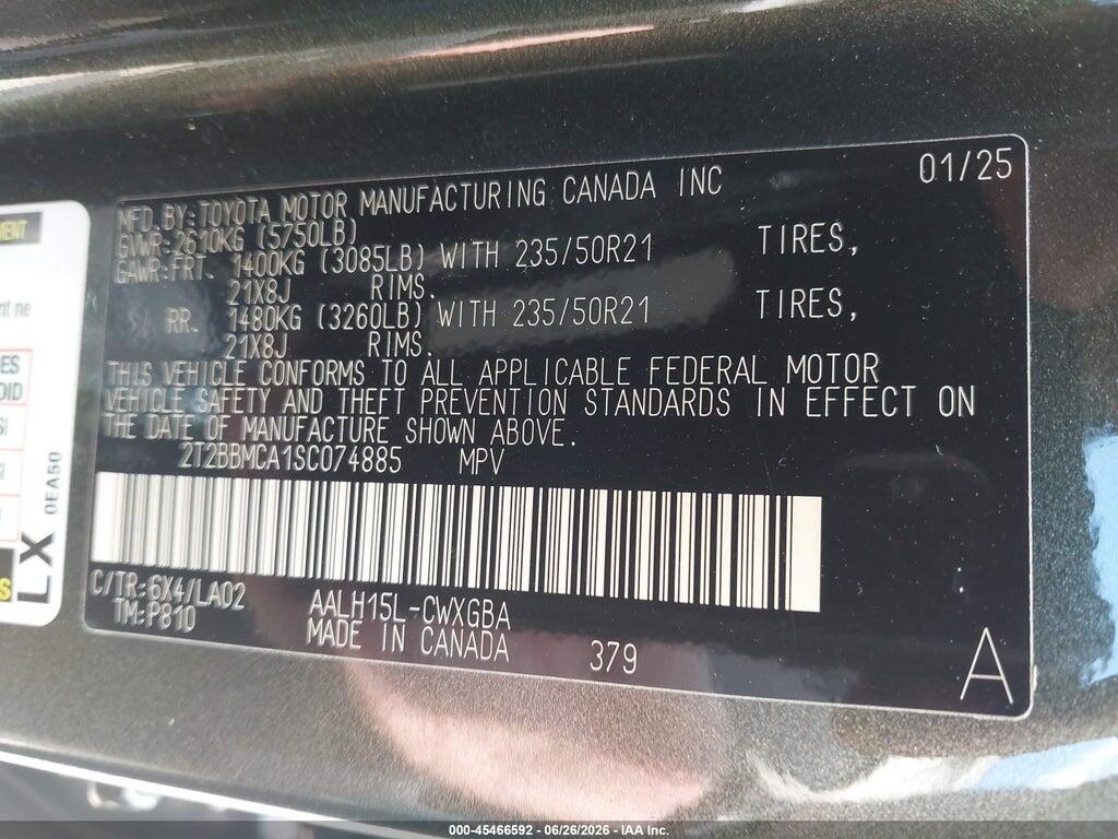 2T2BBMCA1SC074885 2025 LEXUS RX 350H photo no. 9