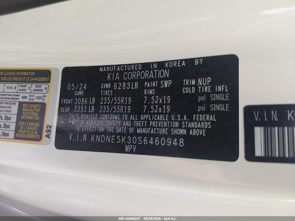 KNDNE5K30S6460948 2025 KIA CARNIVAL MPV photo no. 9