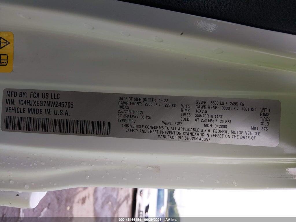 1C4HJXEG7NW245705 2022 JEEP WRANGLER UNLIMITED photo no. 9