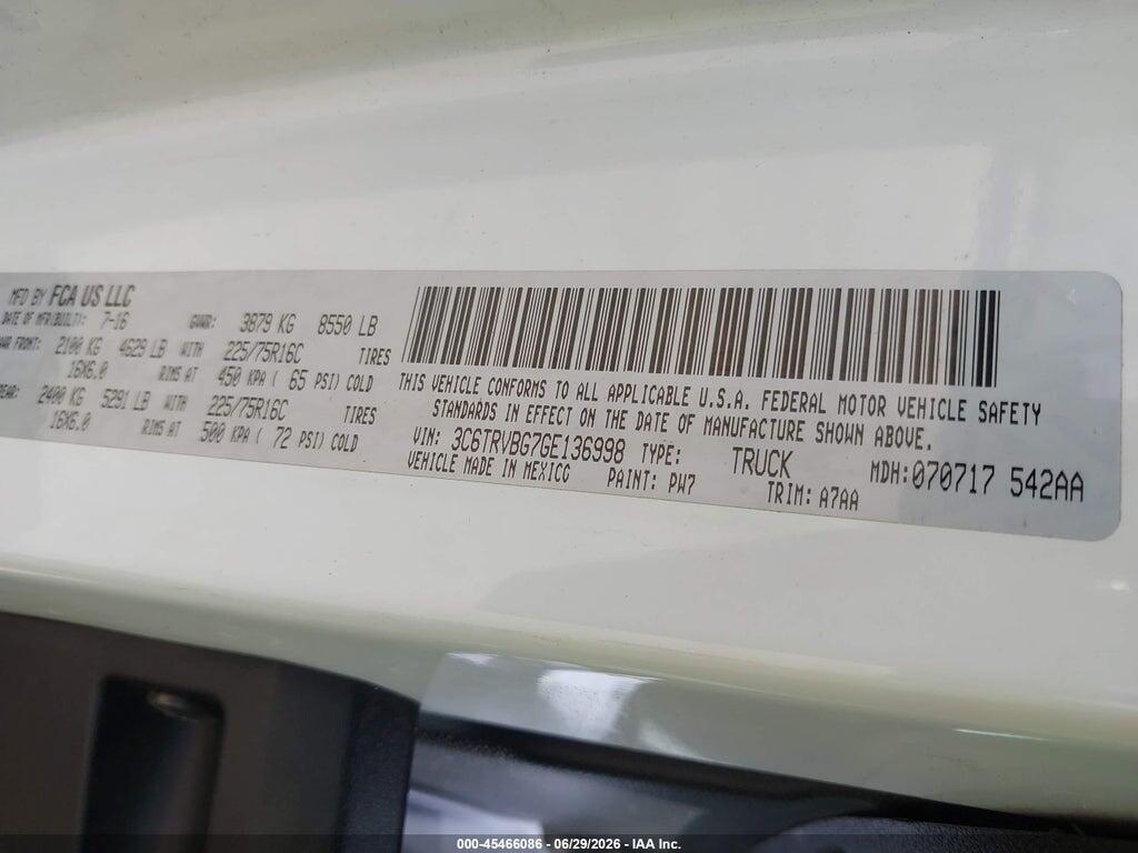 3C6TRVBG7GE136998 2016 RAM PROMASTER 1500 photo no. 9