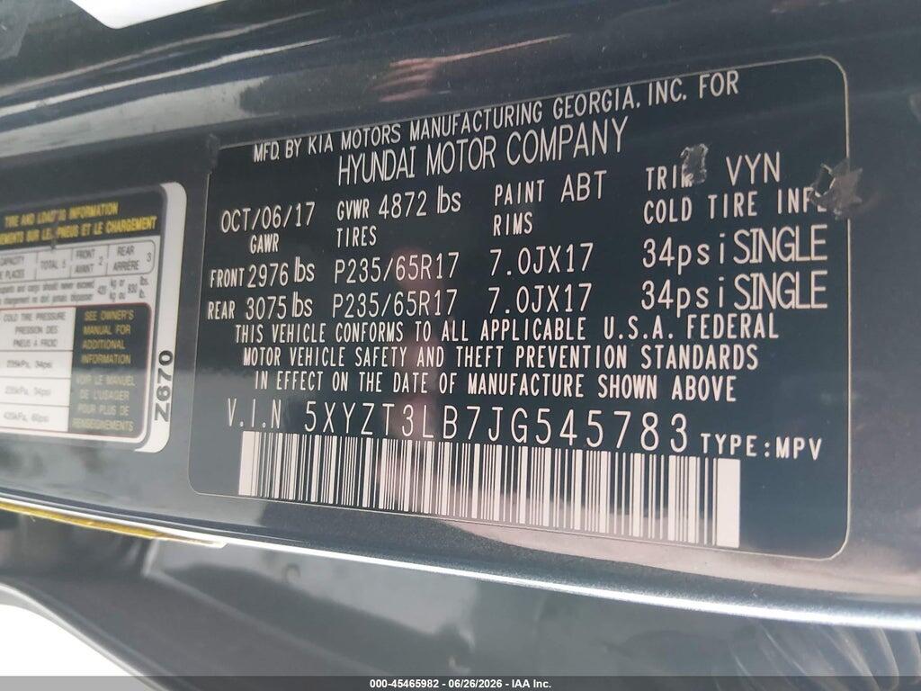 5XYZT3LB7JG545783 2018 HYUNDAI SANTA FE SPORT photo no. 9