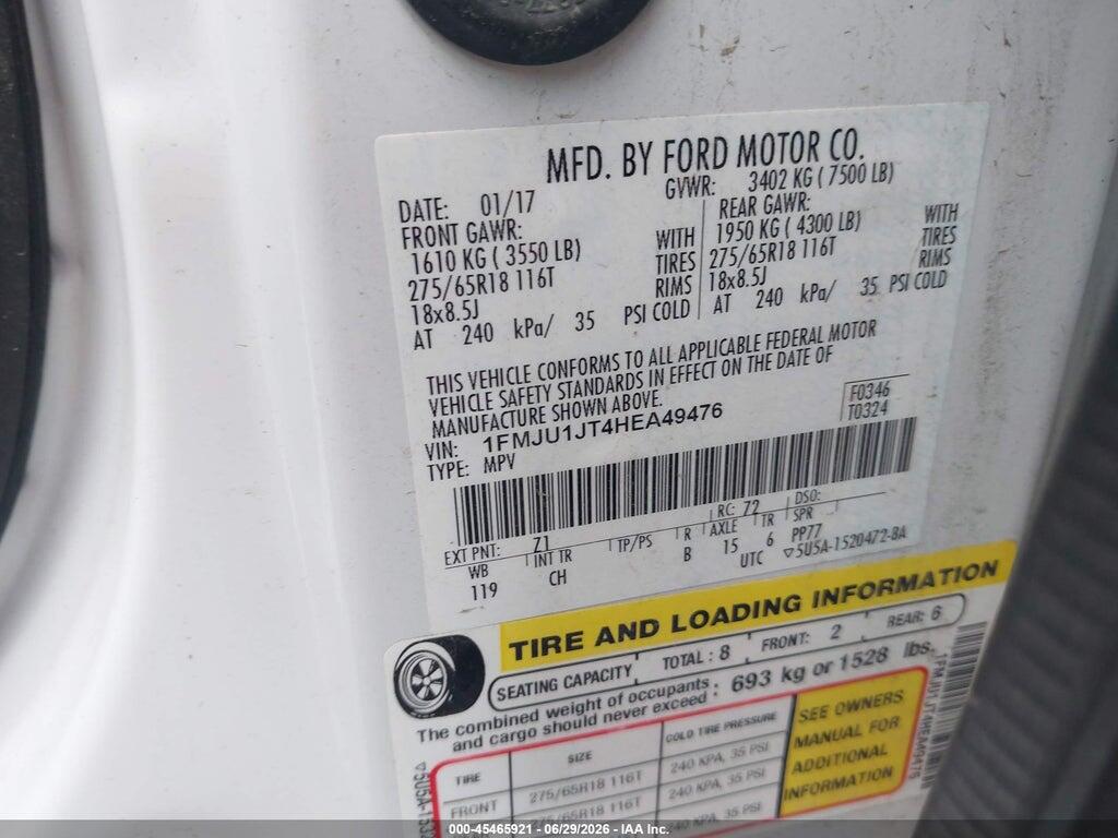 1FMJU1JT4HEA49476 2017 FORD EXPEDITION photo no. 9