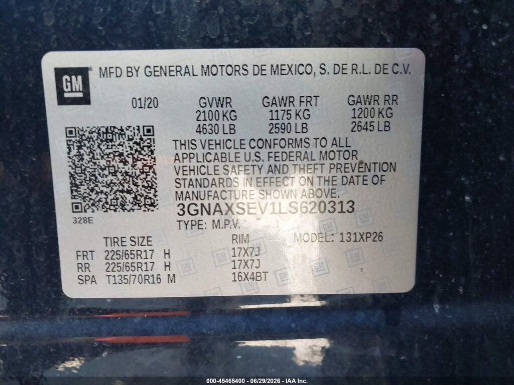 3GNAXSEV1LS620313 2020 CHEVROLET EQUINOX photo no. 9