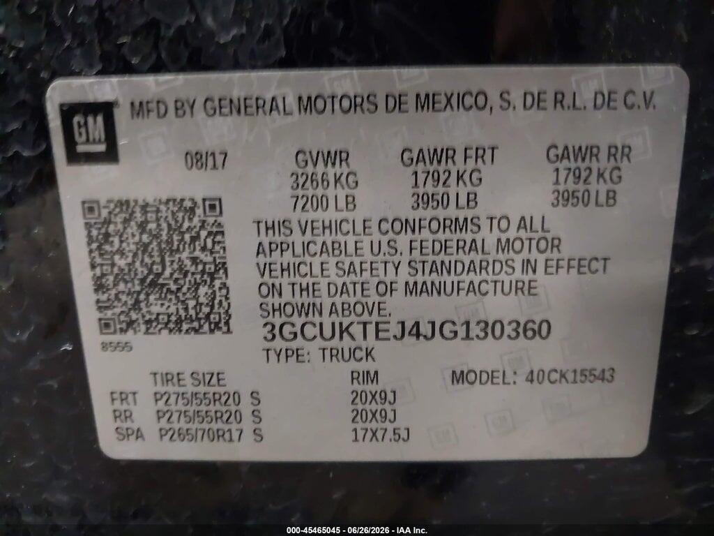 3GCUKTEJ4JG130360 2018 CHEVROLET SILVERADO 1500 photo no. 9