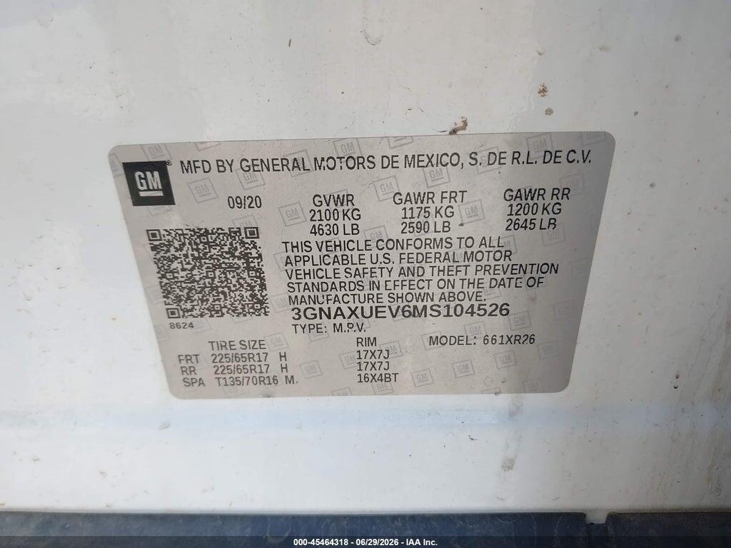 3GNAXUEV6MS104526 2021 CHEVROLET EQUINOX photo no. 9