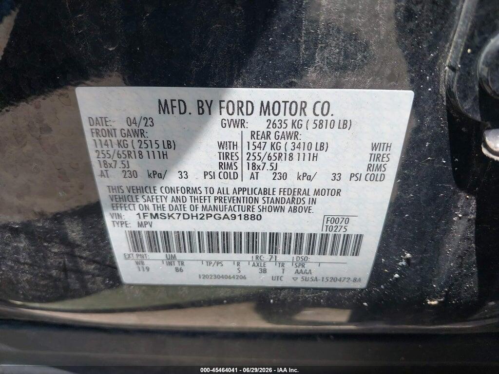 1FMSK7DH2PGA91880 2023 FORD EXPLORER photo no. 9