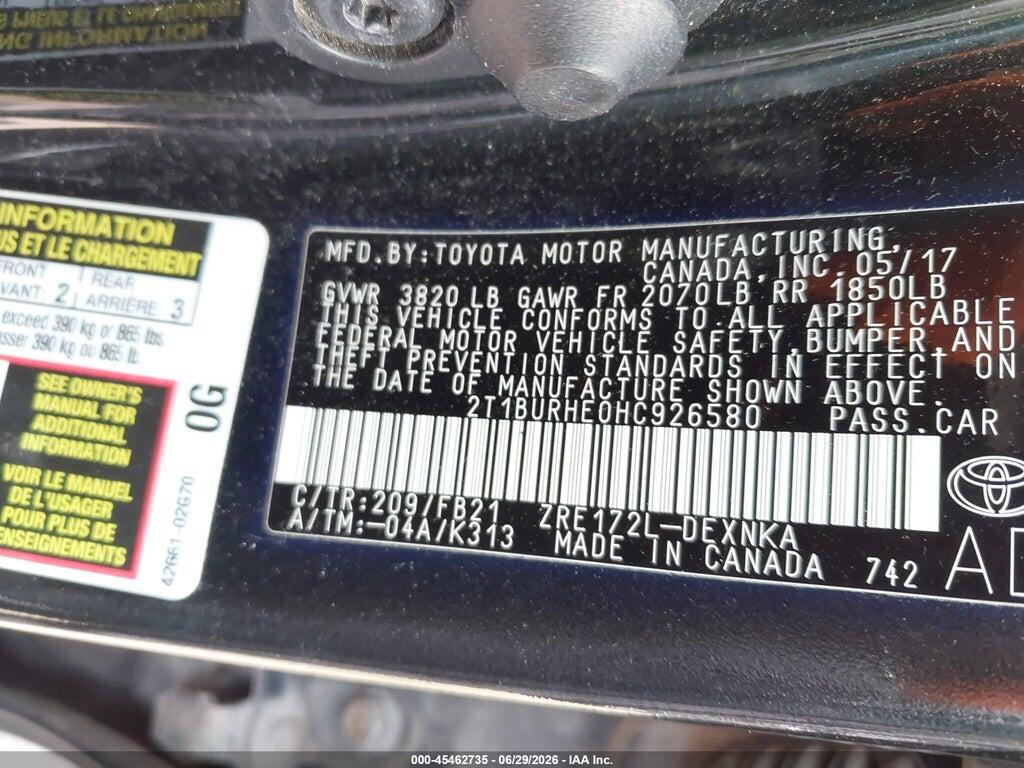 2T1BURHE0HC926580 2017 TOYOTA COROLLA photo no. 9