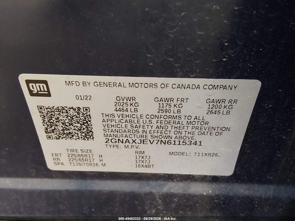 2GNAXJEV7N6115341 2022 CHEVROLET EQUINOX photo no. 9