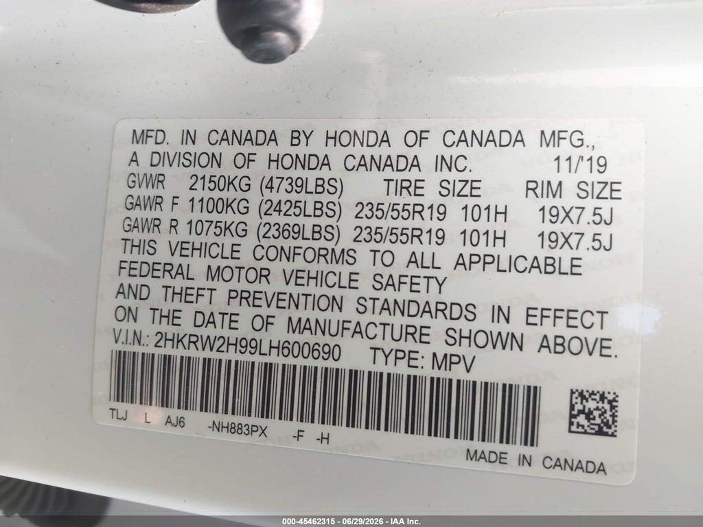 2HKRW2H99LH600690 2020 HONDA CR-V photo no. 9