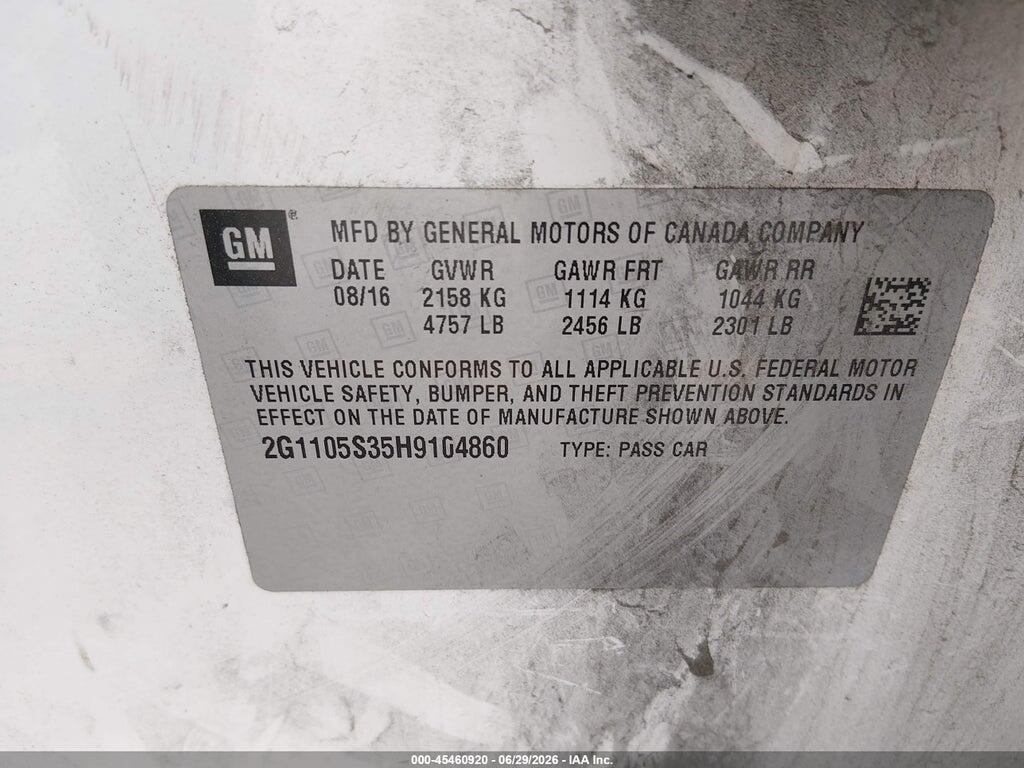 2G1105S35H9104860 2017 CHEVROLET IMPALA photo no. 9