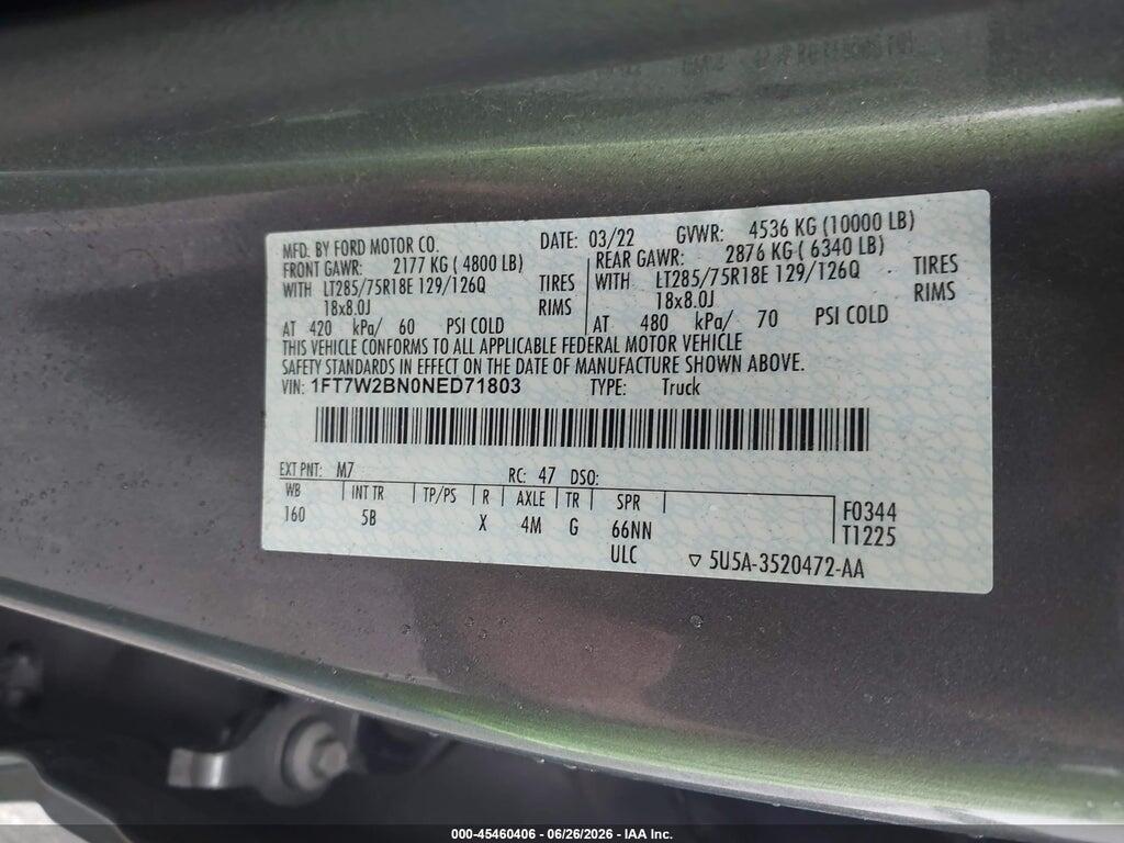 1FT7W2BN0NED71803 2022 FORD F-250 photo no. 9