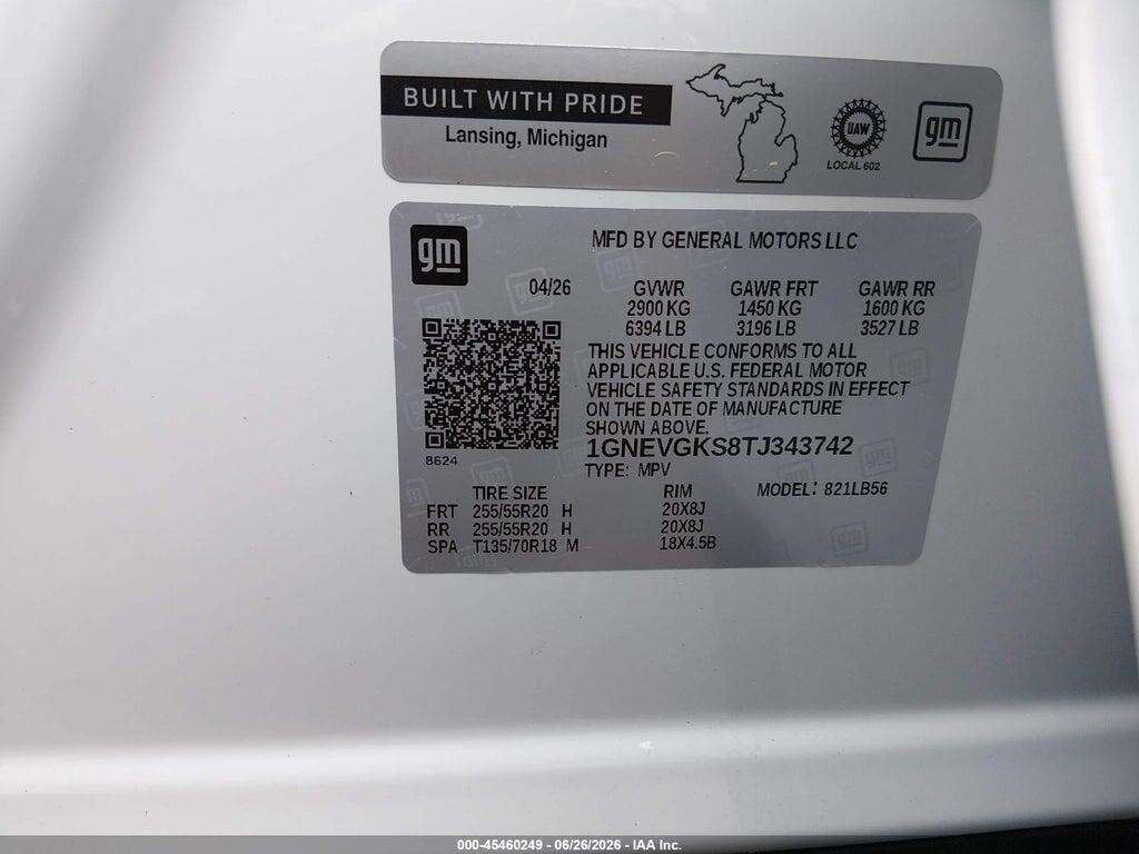 1GNEVGKS8TJ343742 2026 CHEVROLET TRAVERSE photo no. 9