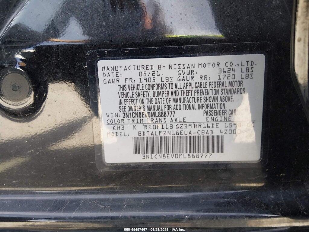 3N1CN8EV0ML888777 2021 NISSAN VERSA photo no. 9