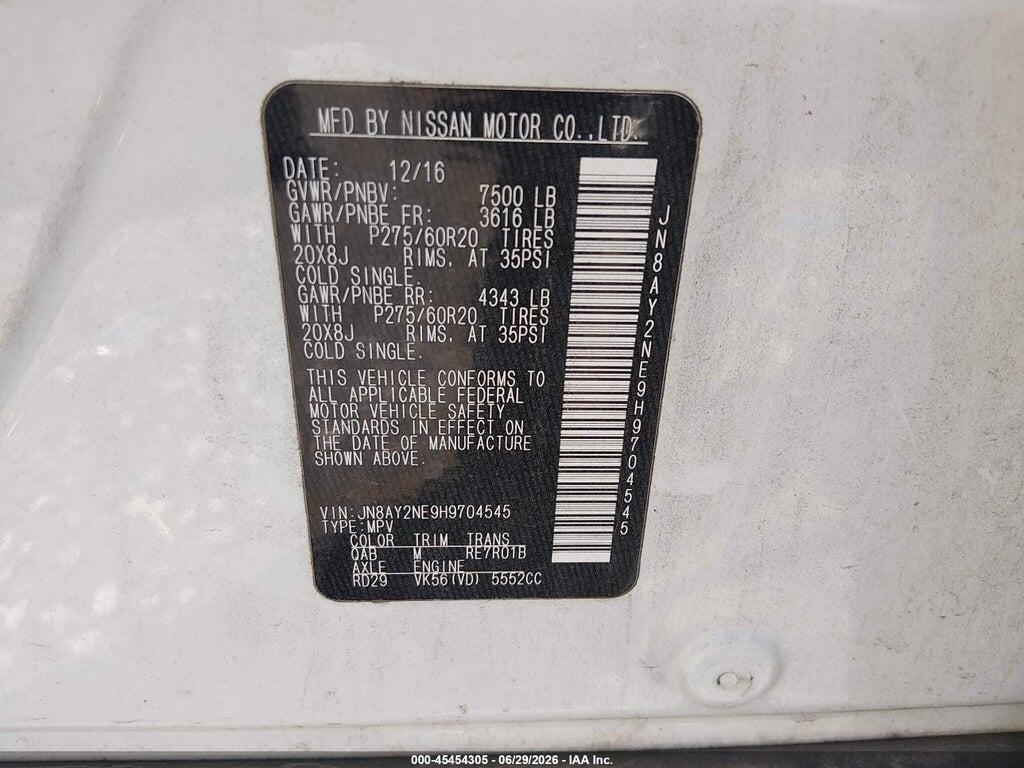 JN8AY2NE9H9704545 2017 NISSAN ARMADA photo no. 9