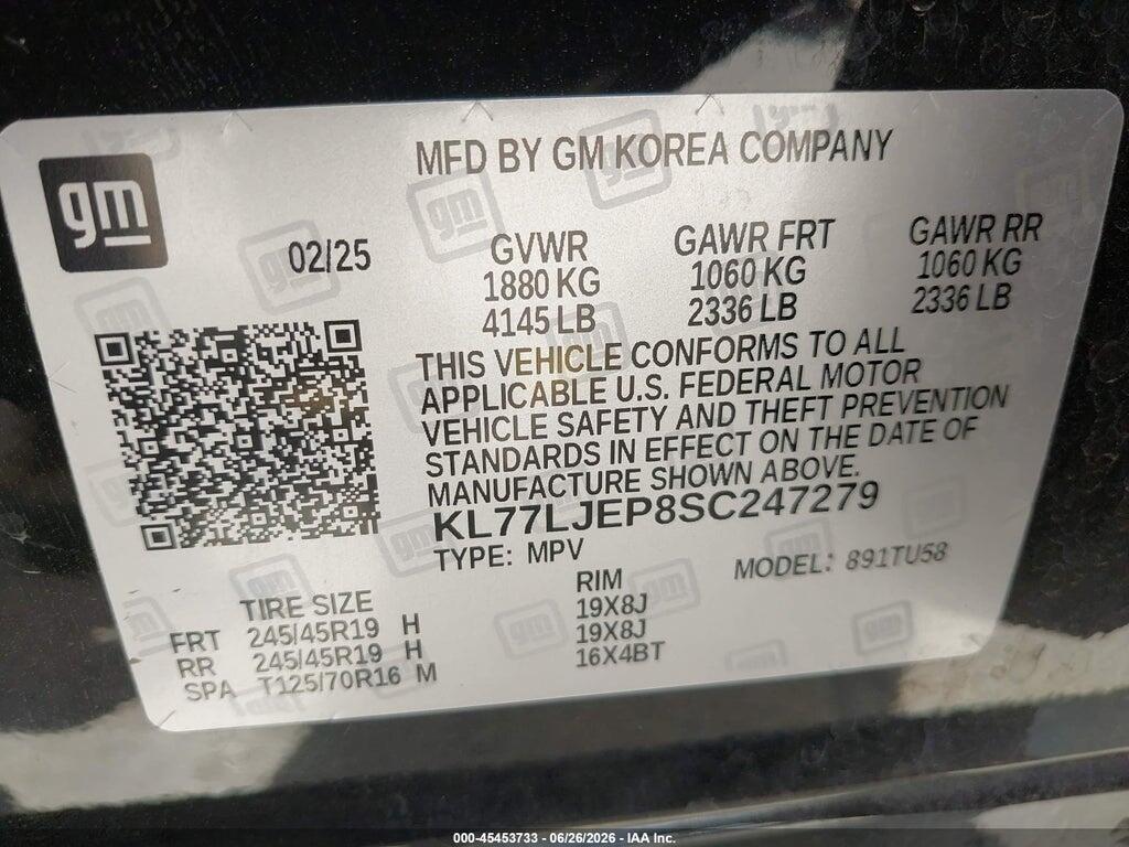 KL77LJEP8SC247279 2025 CHEVROLET TRAX photo no. 9
