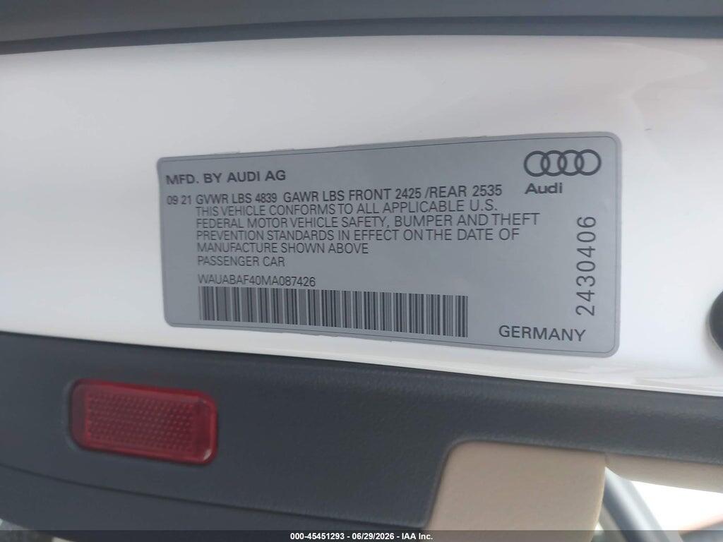 WAUABAF40MA087426 2021 AUDI A4 photo no. 9