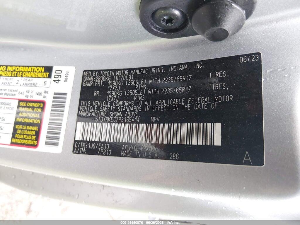 5TDYRKEC7PS165414 2023 TOYOTA SIENNA photo no. 9