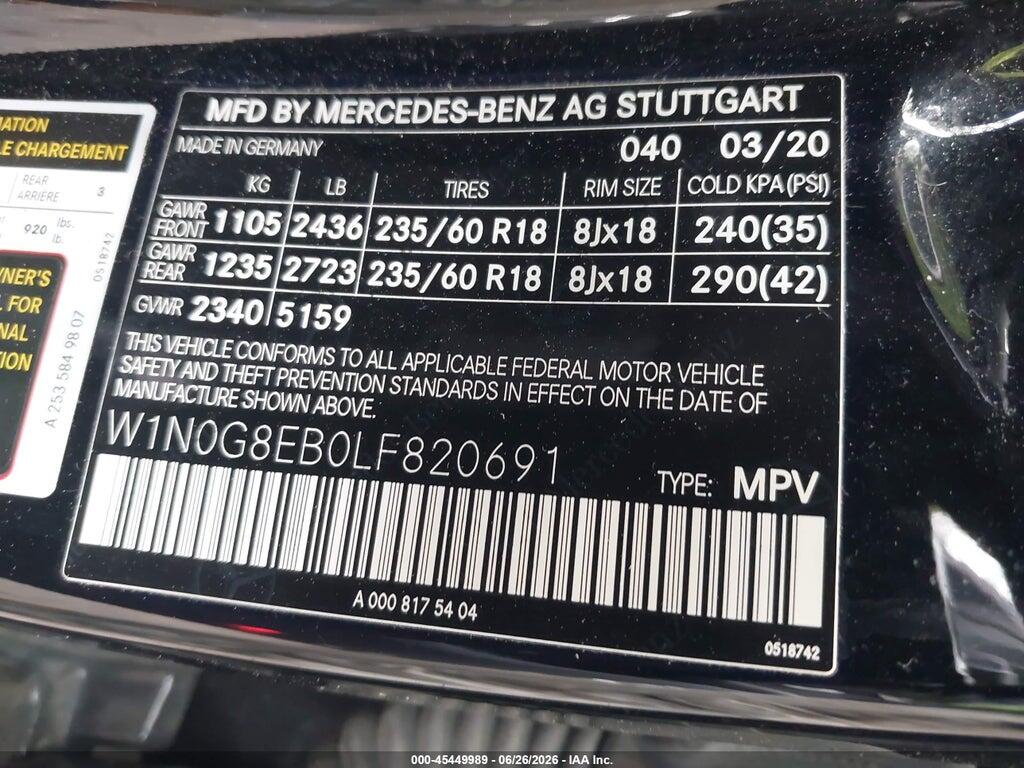W1N0G8EB0LF820691 2020 MERCEDES-BENZ GLC 300 photo no. 9