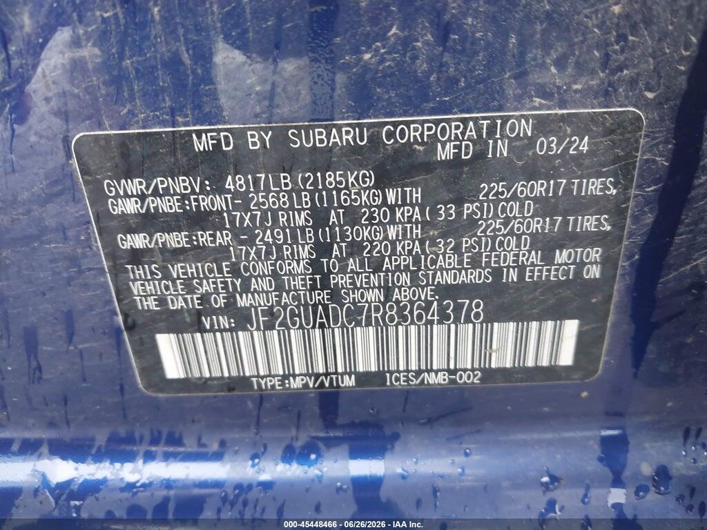 JF2GUADC7R8364378 2024 SUBARU CROSSTREK photo no. 9