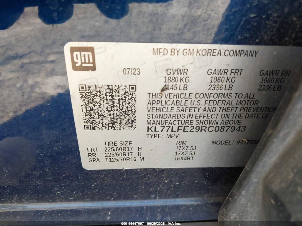 KL77LFE29RC087943 2024 CHEVROLET TRAX photo no. 9