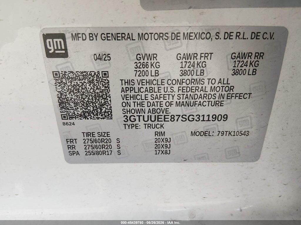 3GTUUEE87SG311909 2025 GMC SIERRA 1500 photo no. 9