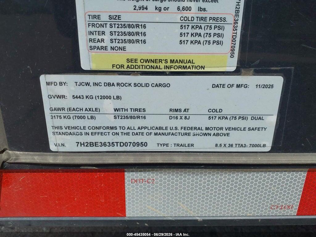 7H2BE3635TD070950 2026 ROCK SOLID CARGO ENCLOSED 3 AXLE TRAILER photo no. 9