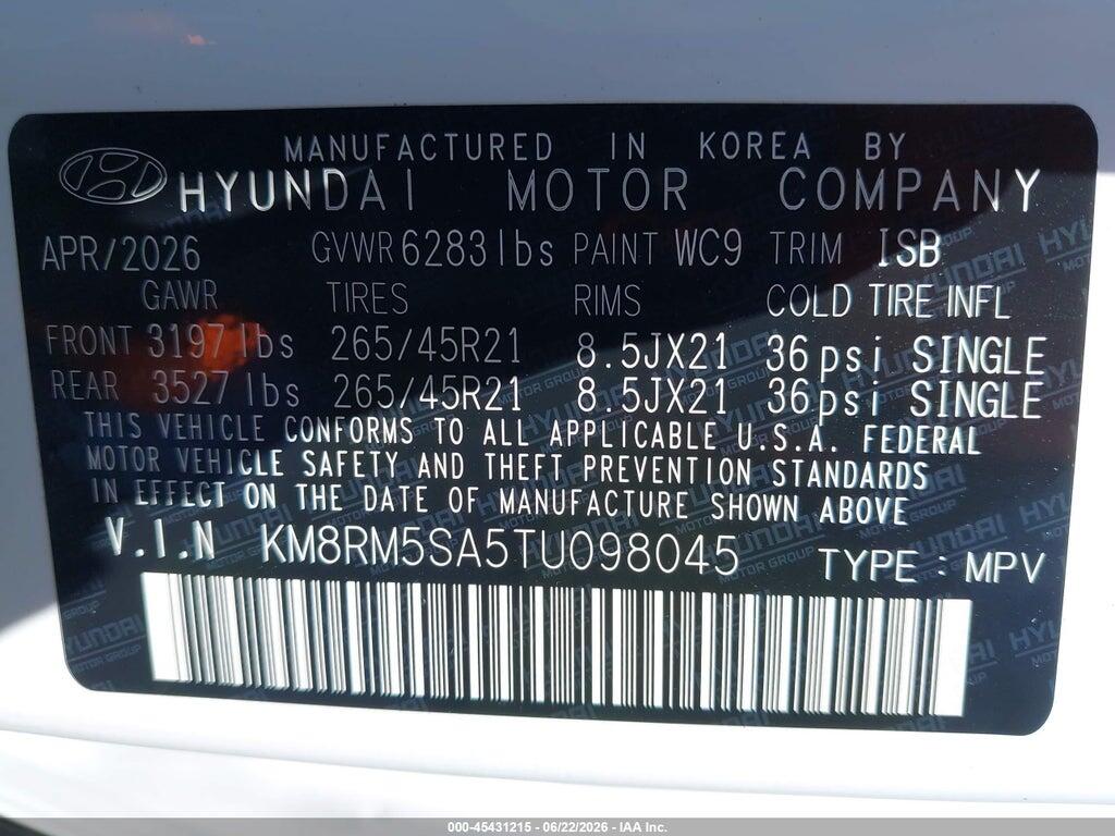 KM8RM5SA5TU098045 2026 HYUNDAI PALISADE HEV photo no. 9