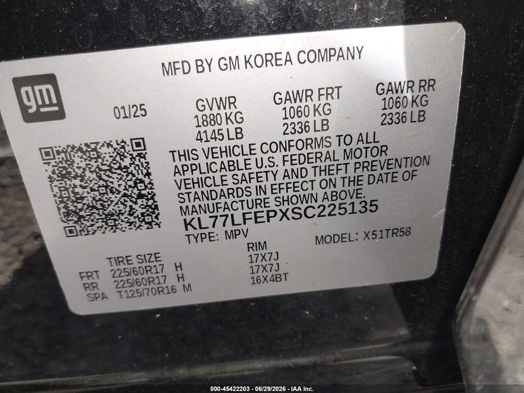 KL77LFEPXSC225135 2025 CHEVROLET TRAX photo no. 9