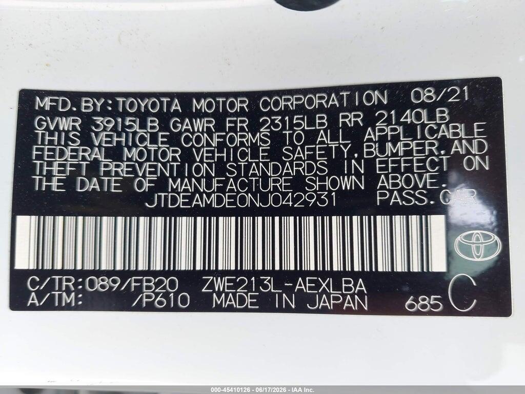 JTDEAMDE0NJ042931 2022 TOYOTA COROLLA photo no. 9