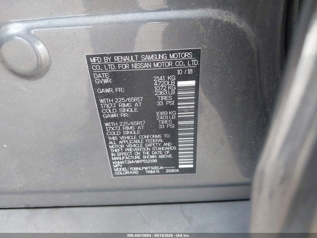 KNMAT2MV9KP512198 2019 NISSAN ROGUE photo no. 9