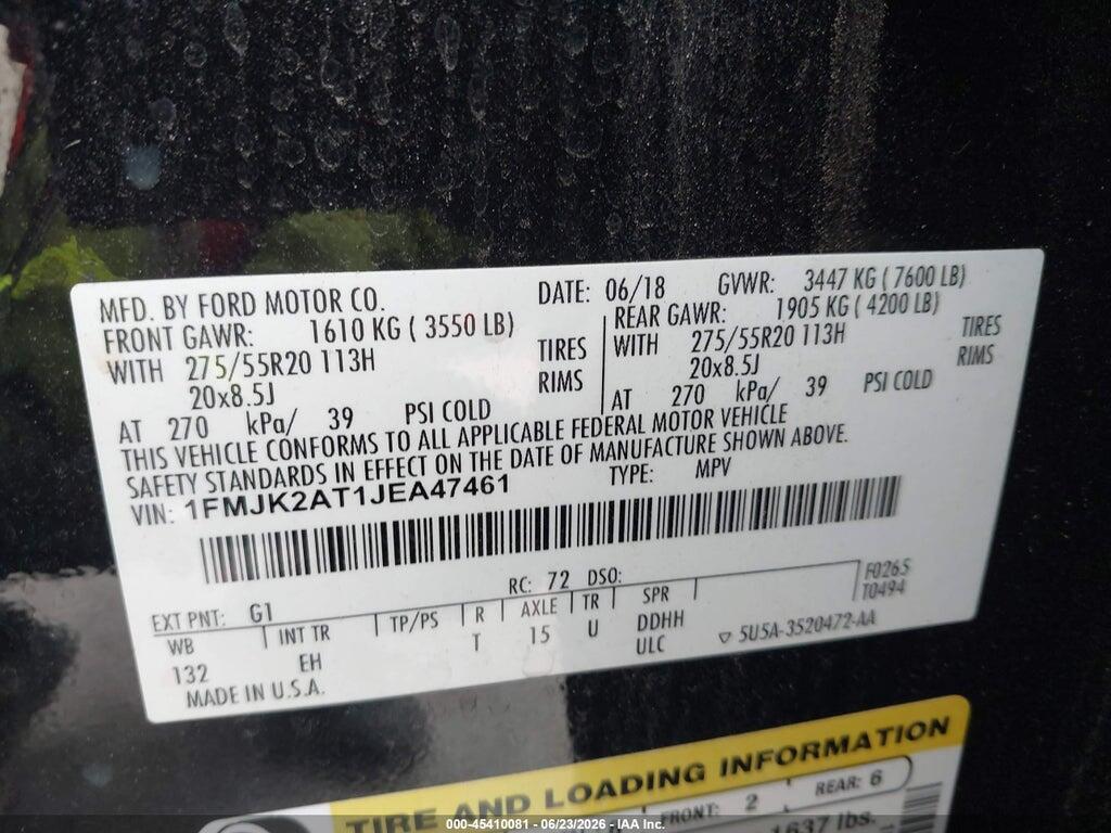 1FMJK2AT1JEA47461 2018 FORD EXPEDITION MAX photo no. 9