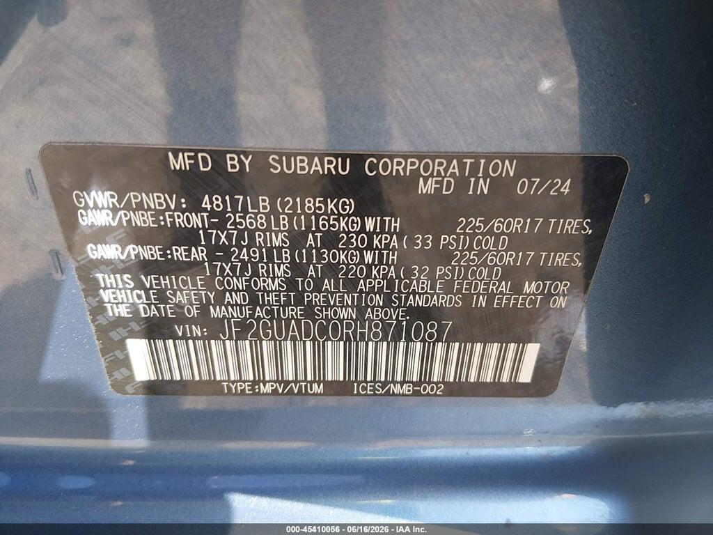 JF2GUADC0RH871087 2024 SUBARU CROSSTREK photo no. 9