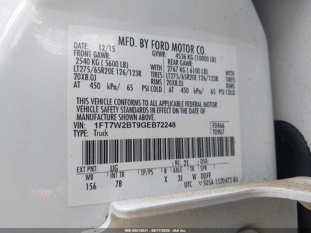 1FT7W2BT9GEB72248 2016 FORD F-250 photo no. 9
