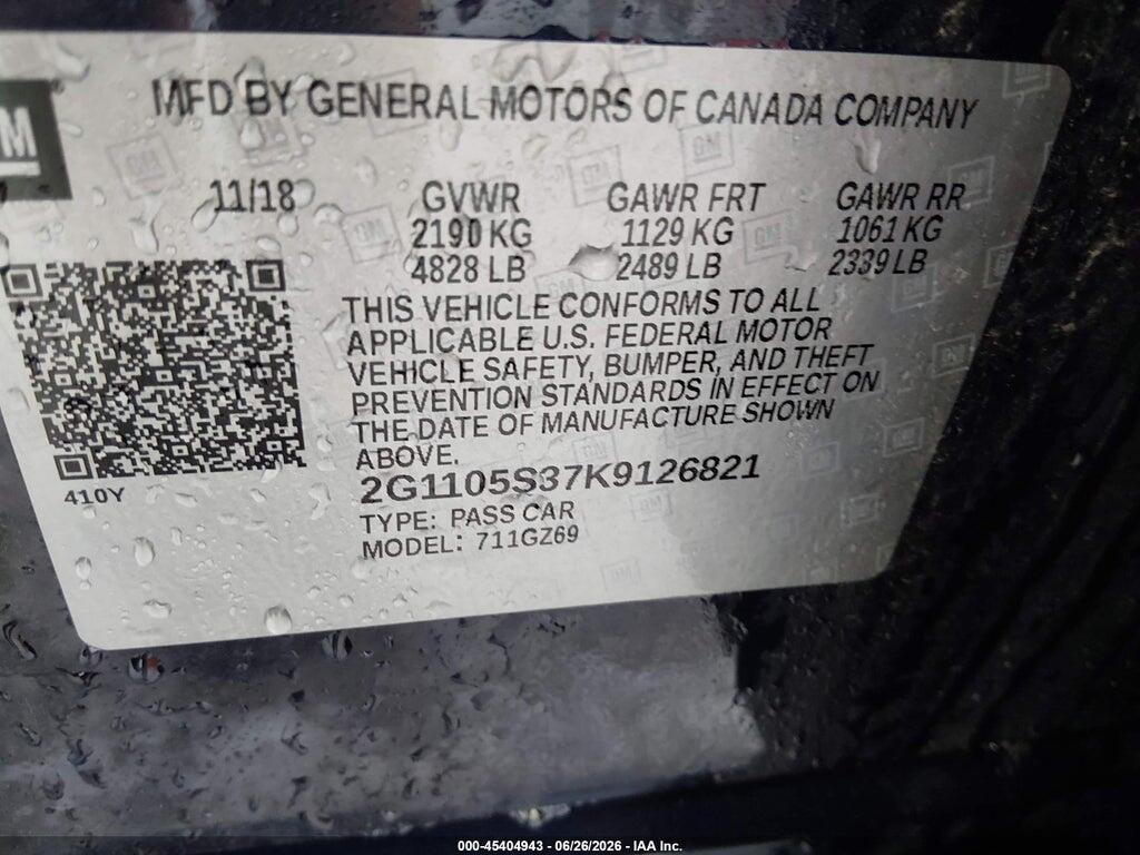2G1105S37K9126821 2019 CHEVROLET IMPALA photo no. 9